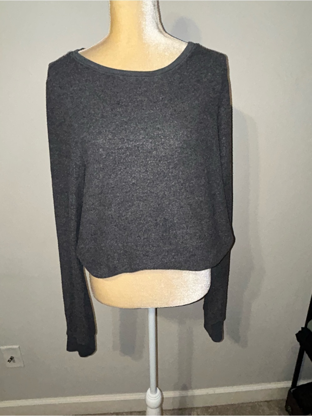 NEW Wildfox Heather Charcoal Gray Sweatshirt Loungewear So Soft Sz M
